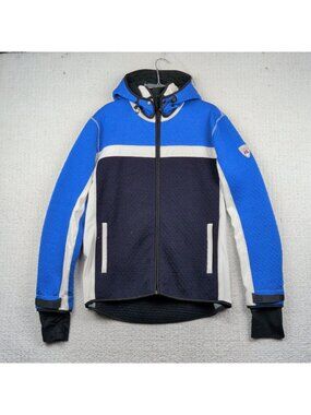 Dale Of Norway Windstopper Wool Knit Hooded Full Zip Jacket Blue Men Sz L Gorp